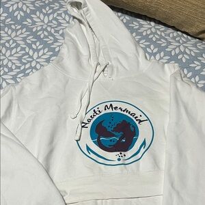 White Hoodie with Nautical Mermaid Design